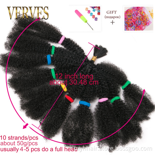 Afro kinky bulk braids bundle Marley Culry Crochet Braids Hair Extensions 12 inch,Natural Black Synthetic ombre braiding hair